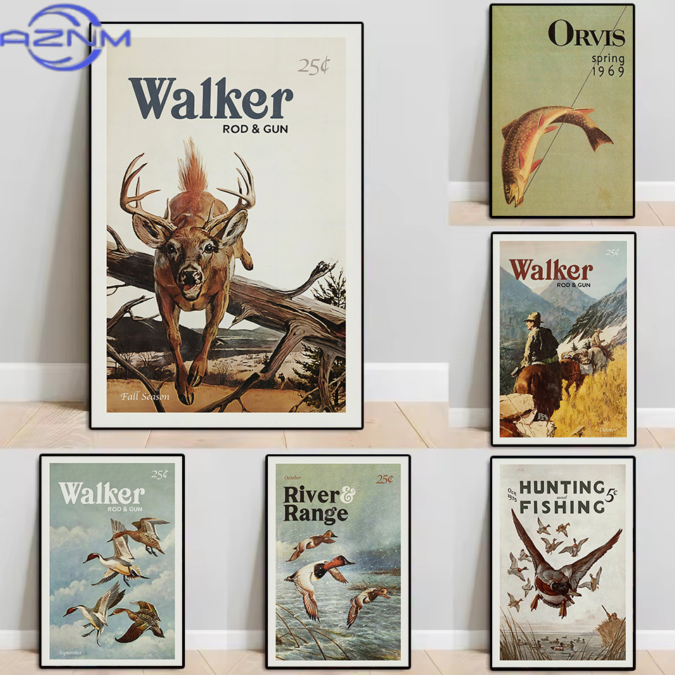 Outdoor Hunting Pictures - AZNM Retro Wildlife Outdoor Hunting Fishing