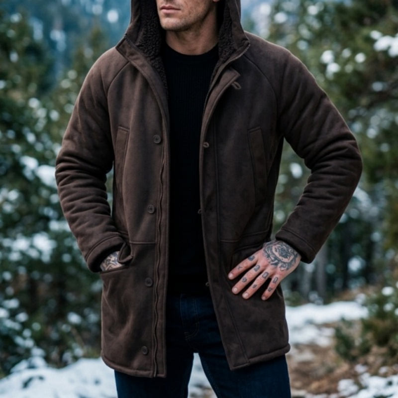 New Men's Faux Fur Lined Hoode - Men'S Outdoor Hunting Jacket recension och pris