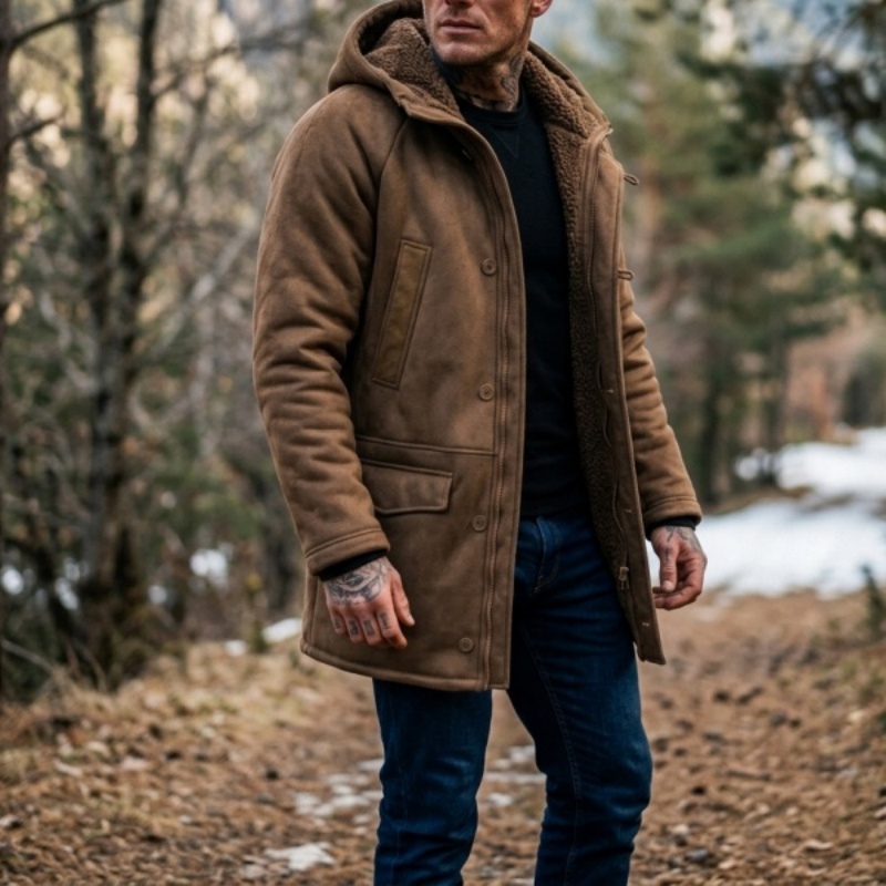 New Men's Faux Fur Lined Hoode - Men'S Outdoor Hunting Jacket recension och pris
