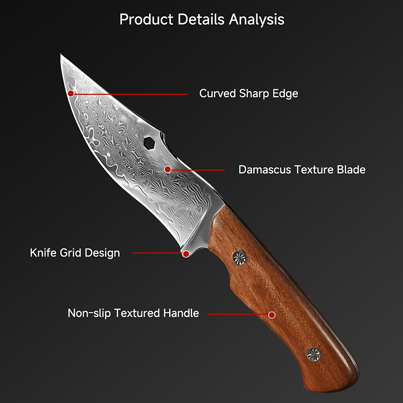 Damascus Outdoor Knife Curved  - Hunting Knife Outdoor Edge recension och pris
