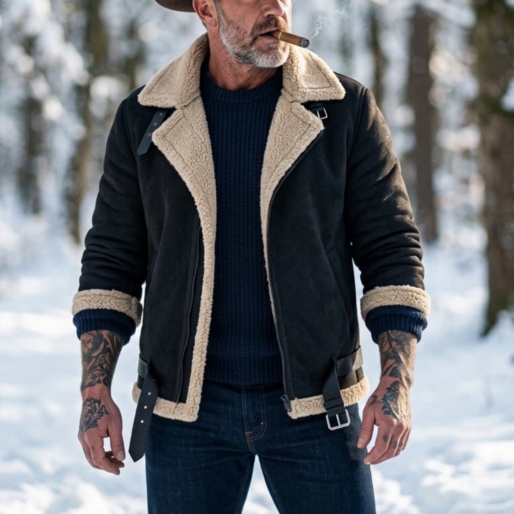 Men Winter Faux Suede Jacket F - Men'S Outdoor Hunting Jacket recension och pris