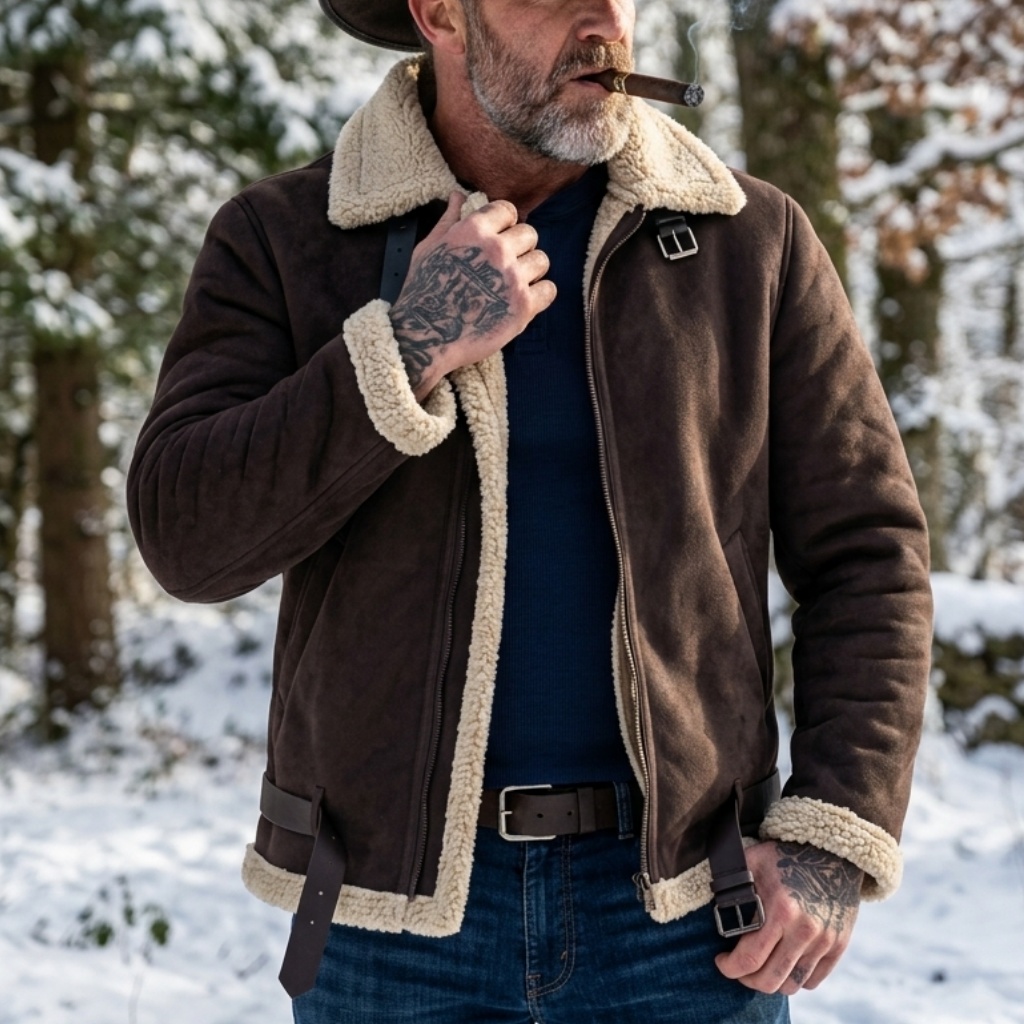 Men Winter Faux Suede Jacket F - Men'S Outdoor Hunting Jacket recension och pris